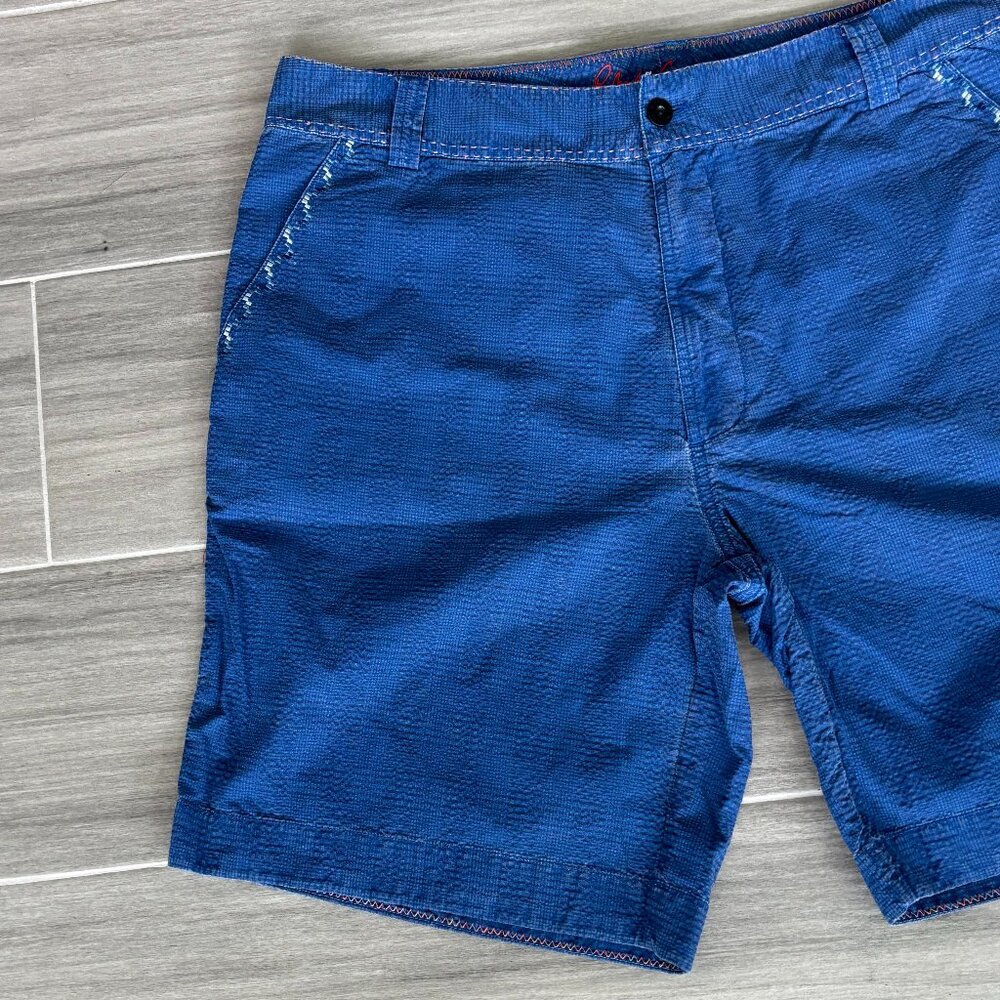 ROBERT GRAHAM Denim Shorts Men's 38W Blue White Stitched Trim Design Pockets - Picture 3 of 8